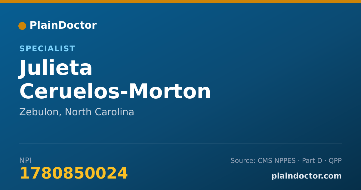 Shareable card for Julieta Ceruelos-Morton - Specialist, Zebulon, NC