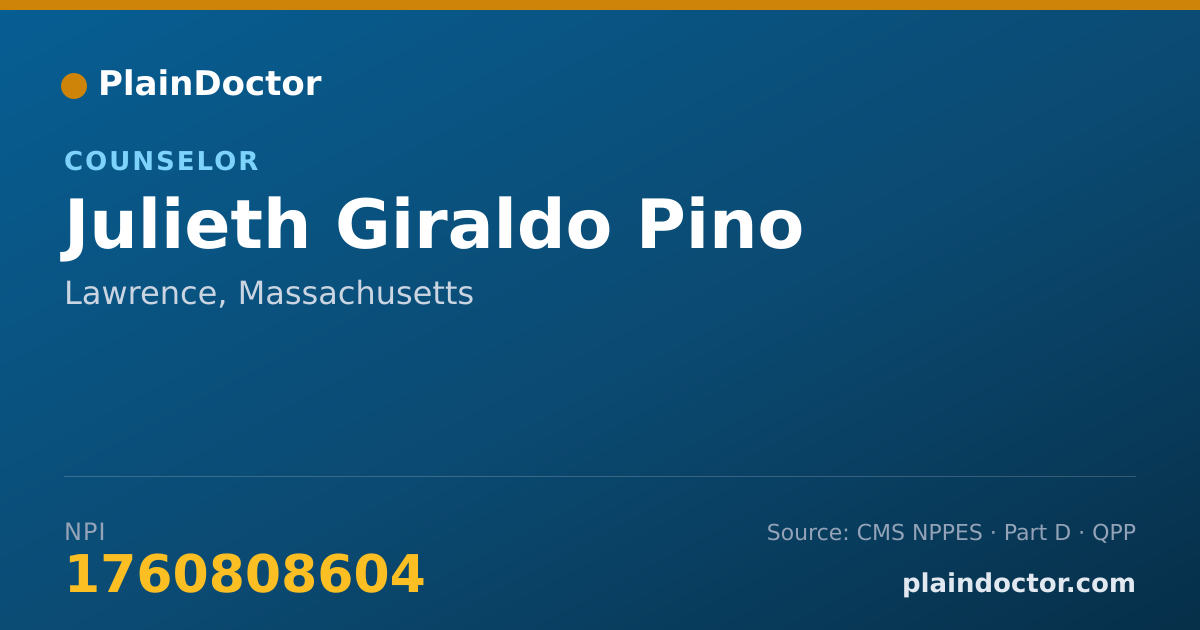 Shareable card for Julieth Giraldo Pino - Counselor, Lawrence, MA