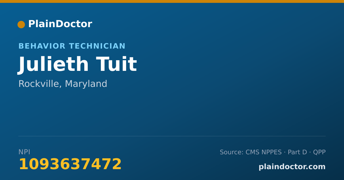 Shareable card for Julieth Tuit - Behavior Technician, Rockville, MD
