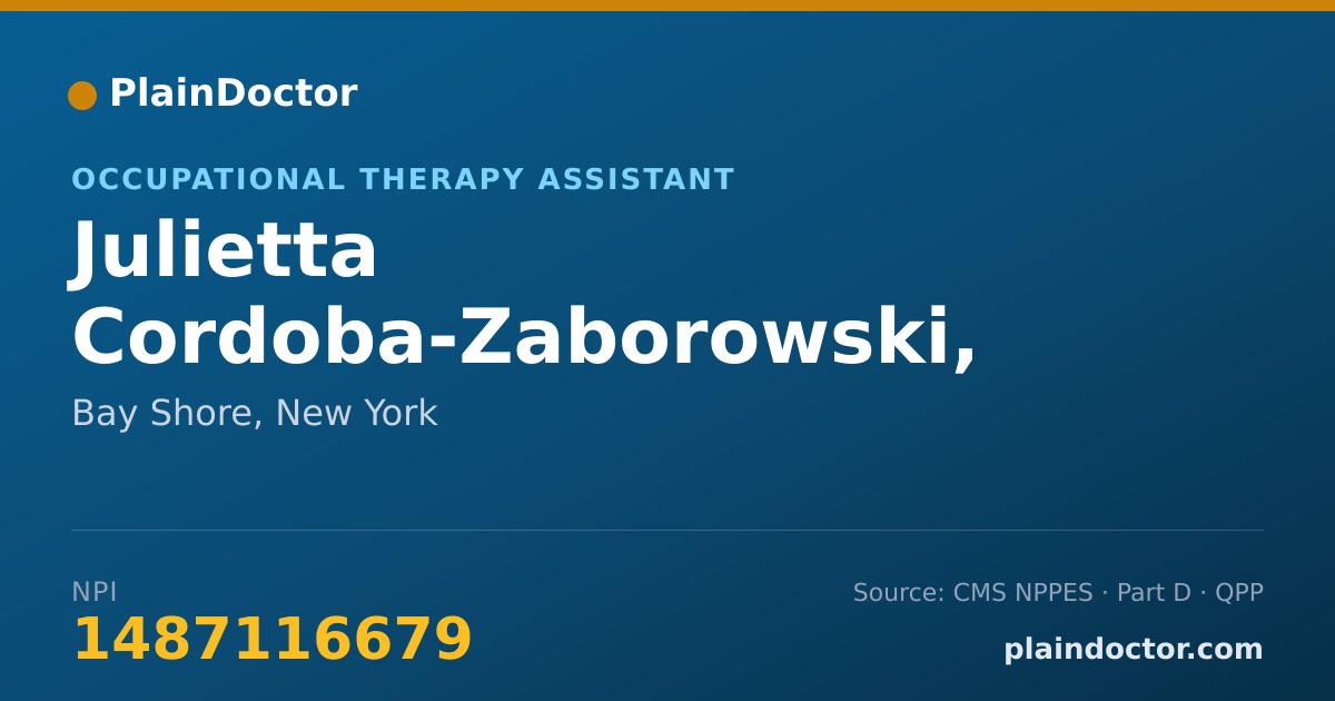 Shareable card for Julietta Cordoba-Zaborowski, COTA/L - Occupational Therapy Assistant, Bay Shore, NY