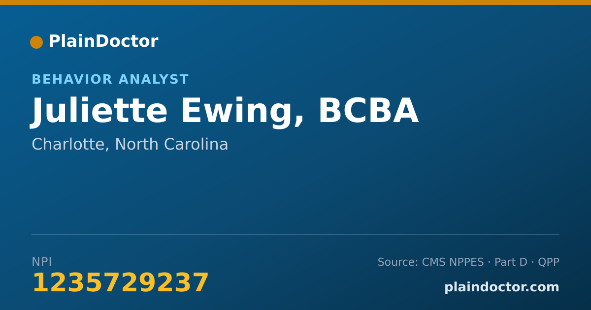 Shareable card for Juliette Ewing, BCBA - Behavior Analyst, Charlotte, NC