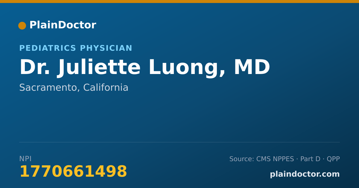 Shareable card for Juliette Luong, MD - Pediatrics Physician, Sacramento, CA