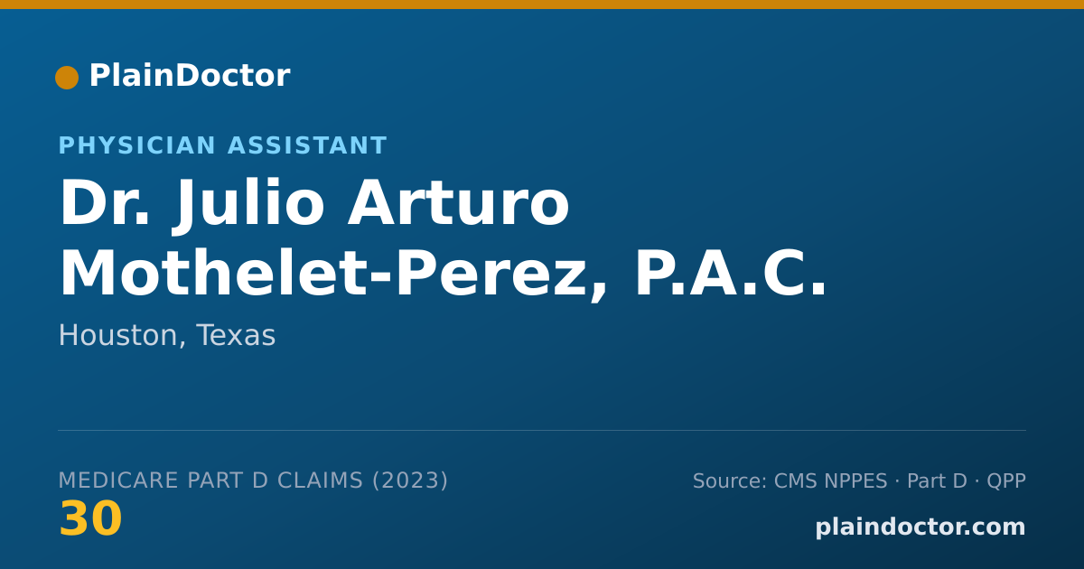 Shareable card for Julio Arturo Mothelet-Perez, P.A.C. - Physician Assistant, Houston, TX