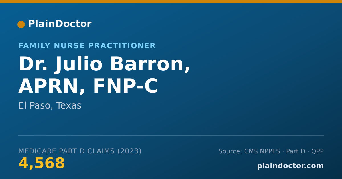 Shareable card for Julio Barron, APRN, FNP-C - Family Nurse Practitioner, El Paso, TX