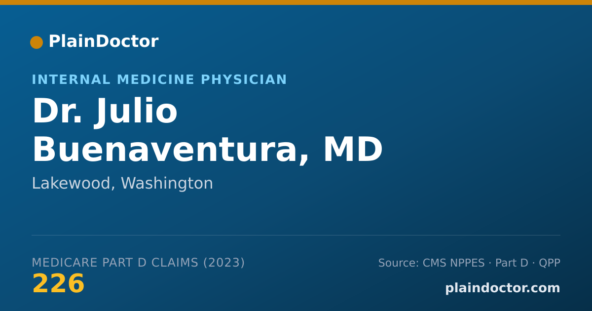 Shareable card for Julio Buenaventura, MD - Internal Medicine Physician, Lakewood, WA