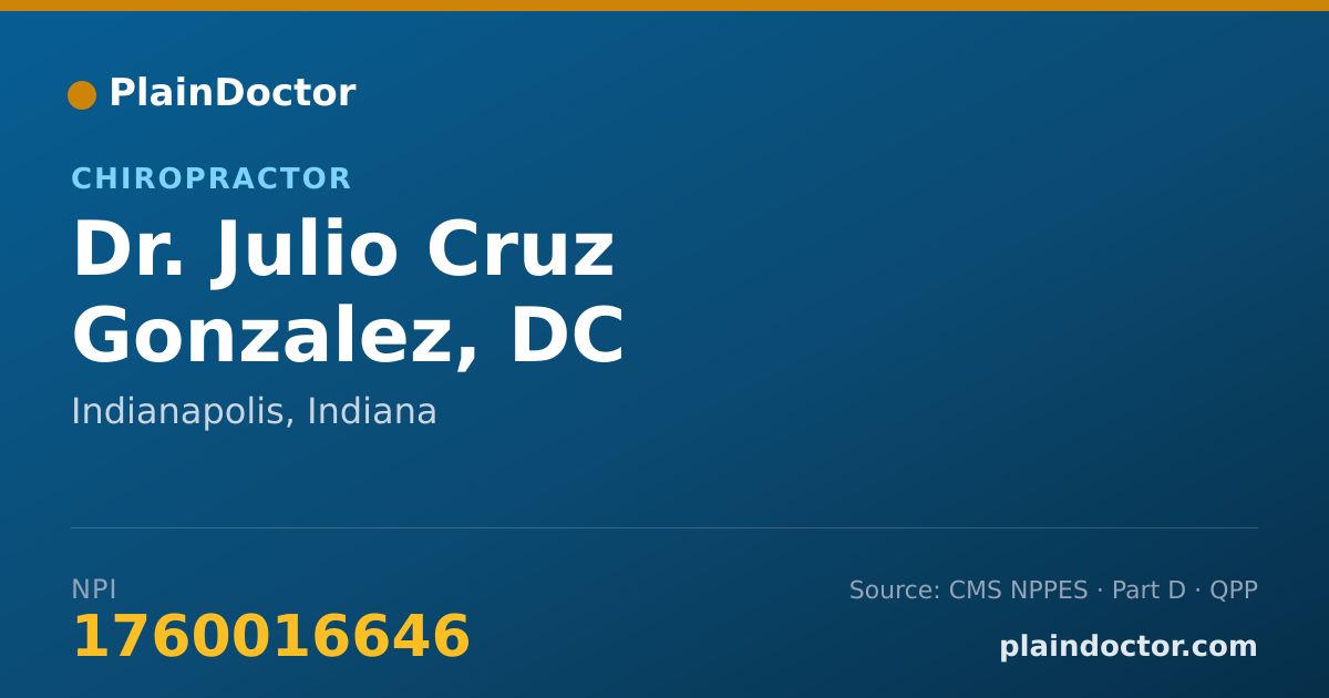 Shareable card for Julio Cruz Gonzalez, DC - Chiropractor, Indianapolis, IN
