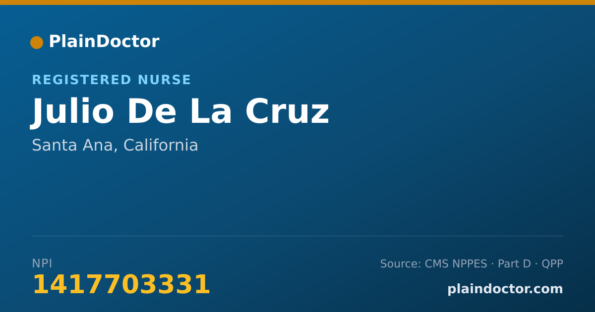 Shareable card for Julio De La Cruz - Registered Nurse, Santa Ana, CA