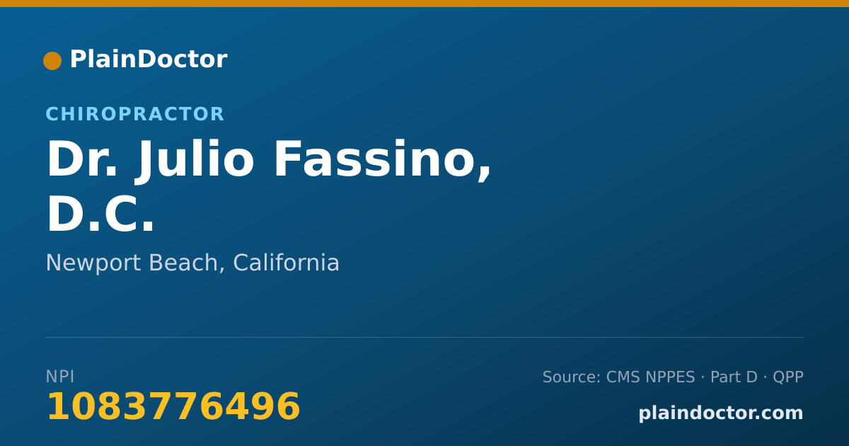 Shareable card for Julio Fassino, D.C. - Chiropractor, Newport Beach, CA