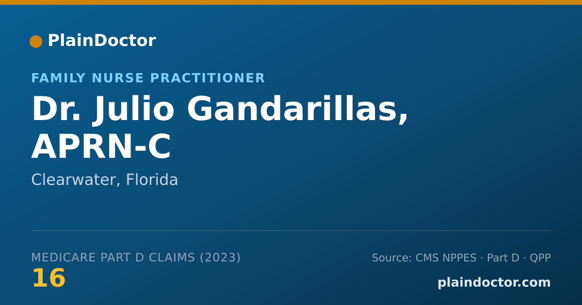 Shareable card for Julio Gandarillas, APRN-C - Family Nurse Practitioner, Clearwater, FL