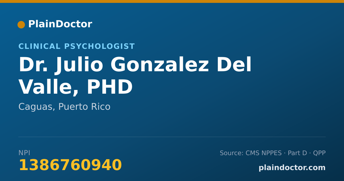 Shareable card for Julio Gonzalez Del Valle, PHD - Clinical Psychologist, Caguas, PR