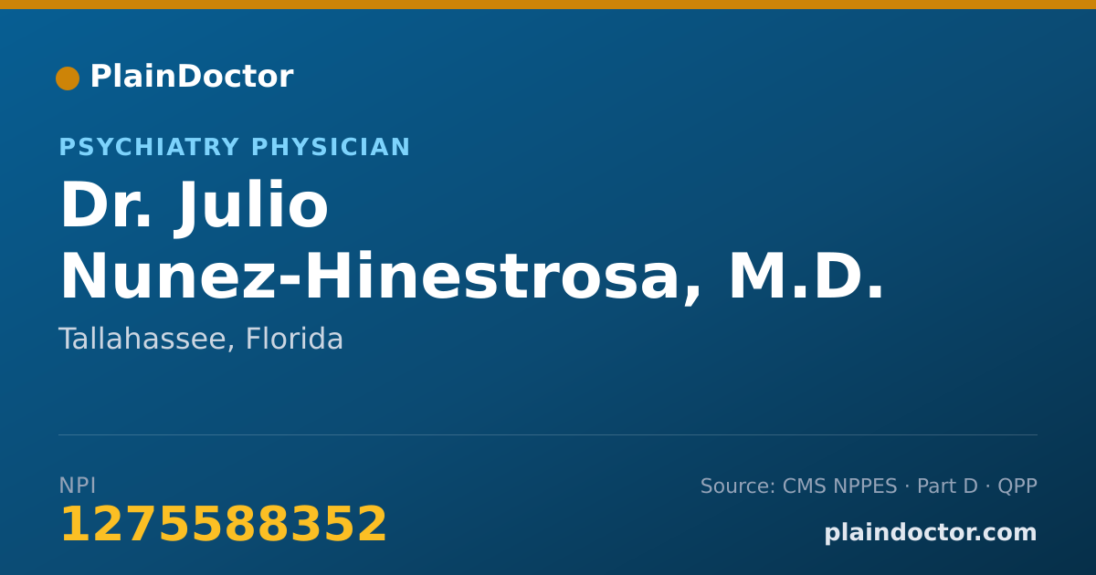 Shareable card for Julio Nunez-Hinestrosa, M.D. - Psychiatry Physician, Tallahassee, FL