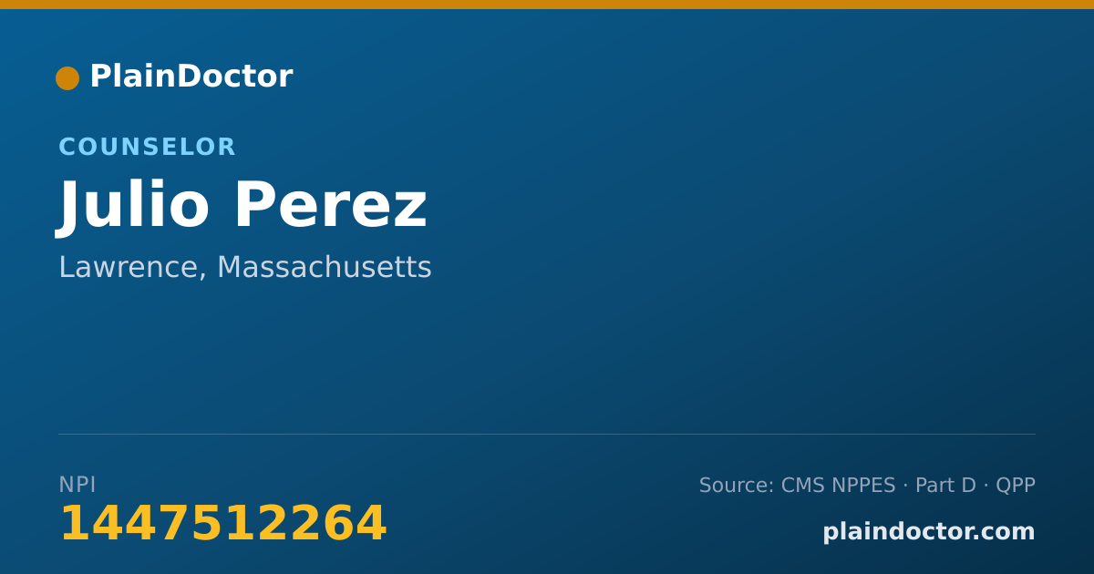 Shareable card for Julio Perez - Counselor, Lawrence, MA