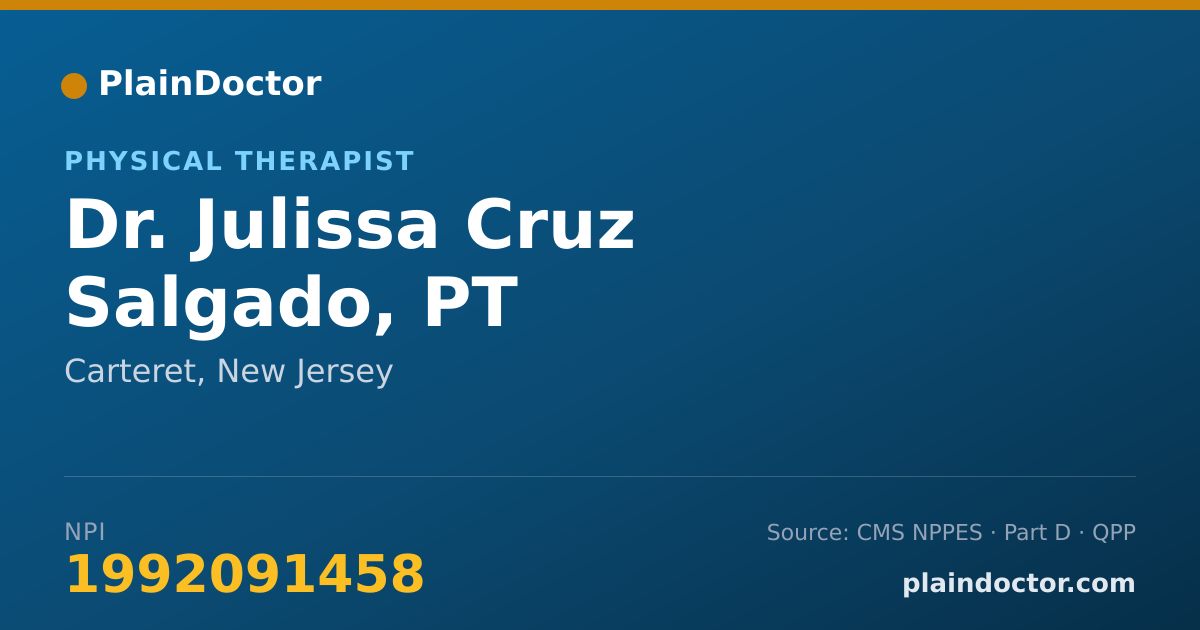 Shareable card for Julissa Cruz Salgado, PT - Physical Therapist, Carteret, NJ