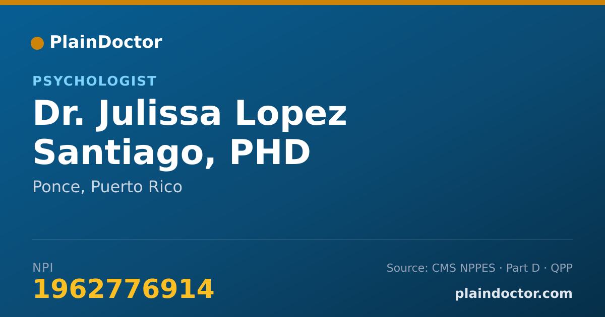 Shareable card for Julissa Lopez Santiago, PHD - Psychologist, Ponce, PR