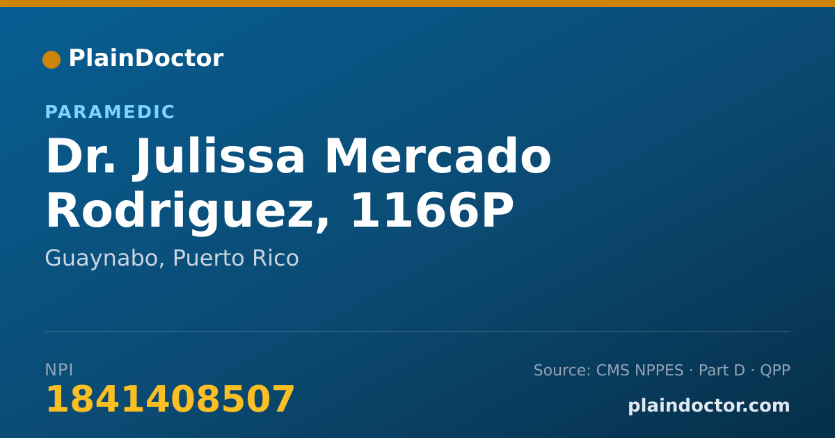 Shareable card for Julissa Mercado Rodriguez, 1166P - Paramedic, Guaynabo, PR