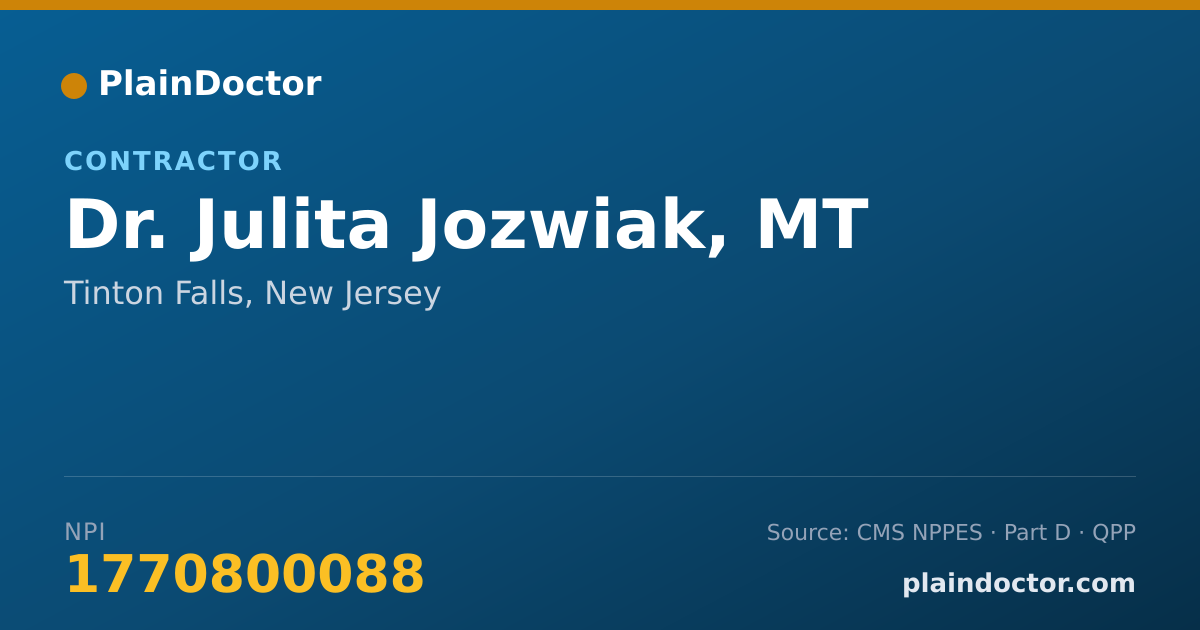 Shareable card for Julita Jozwiak, MT - Contractor, Tinton Falls, NJ