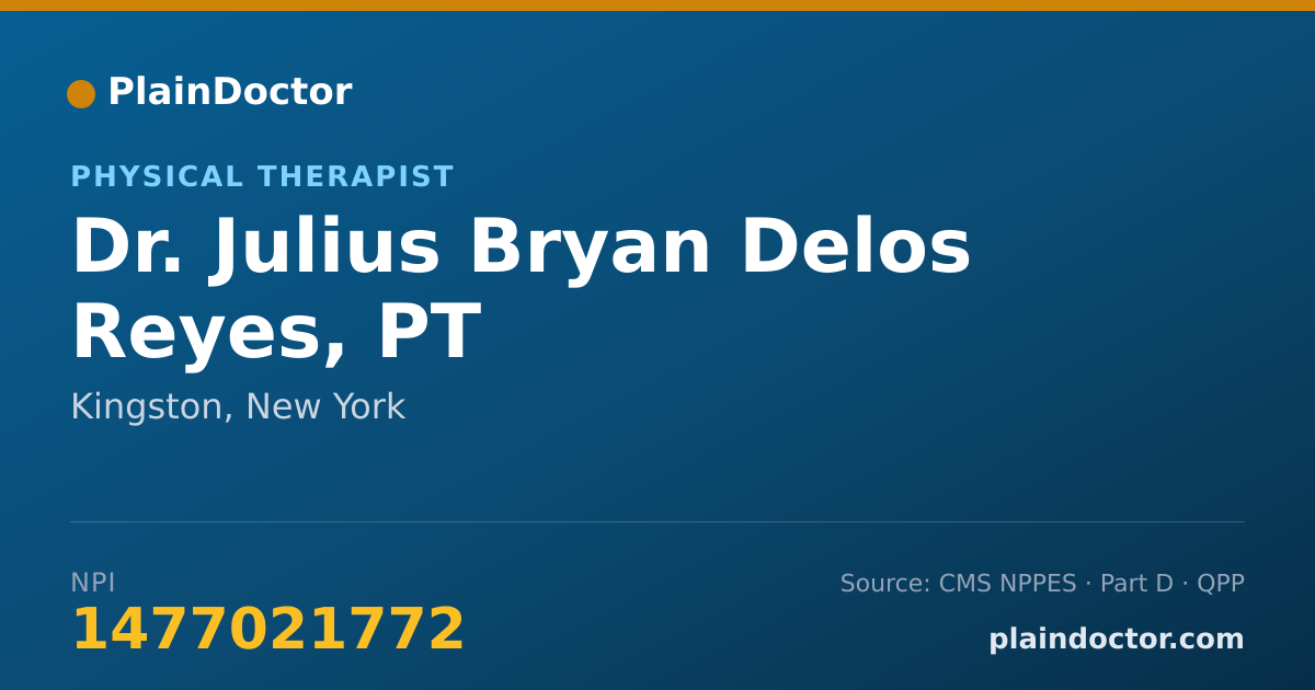 Shareable card for Julius Bryan Delos Reyes, PT - Physical Therapist, Kingston, NY