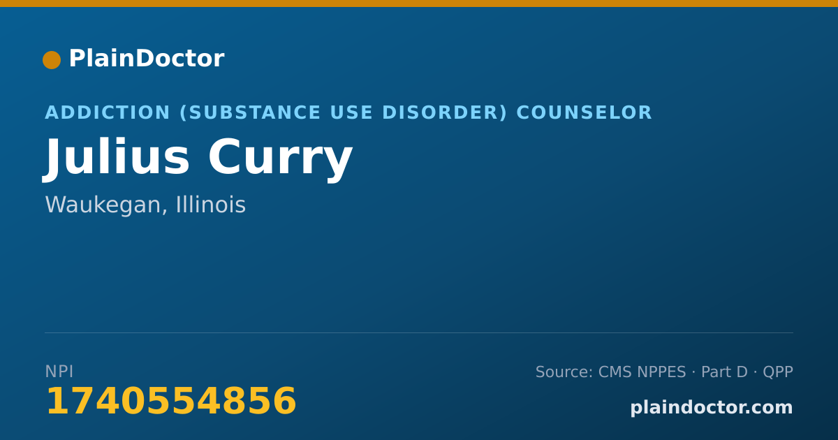 Shareable card for Julius Curry - Addiction (Substance Use Disorder) Counselor, Waukegan, IL