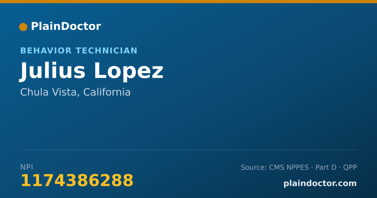 Shareable card for Julius Lopez - Behavior Technician, Chula Vista, CA