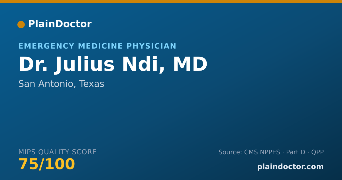 Shareable card for Julius Ndi, MD - Emergency Medicine Physician, San Antonio, TX