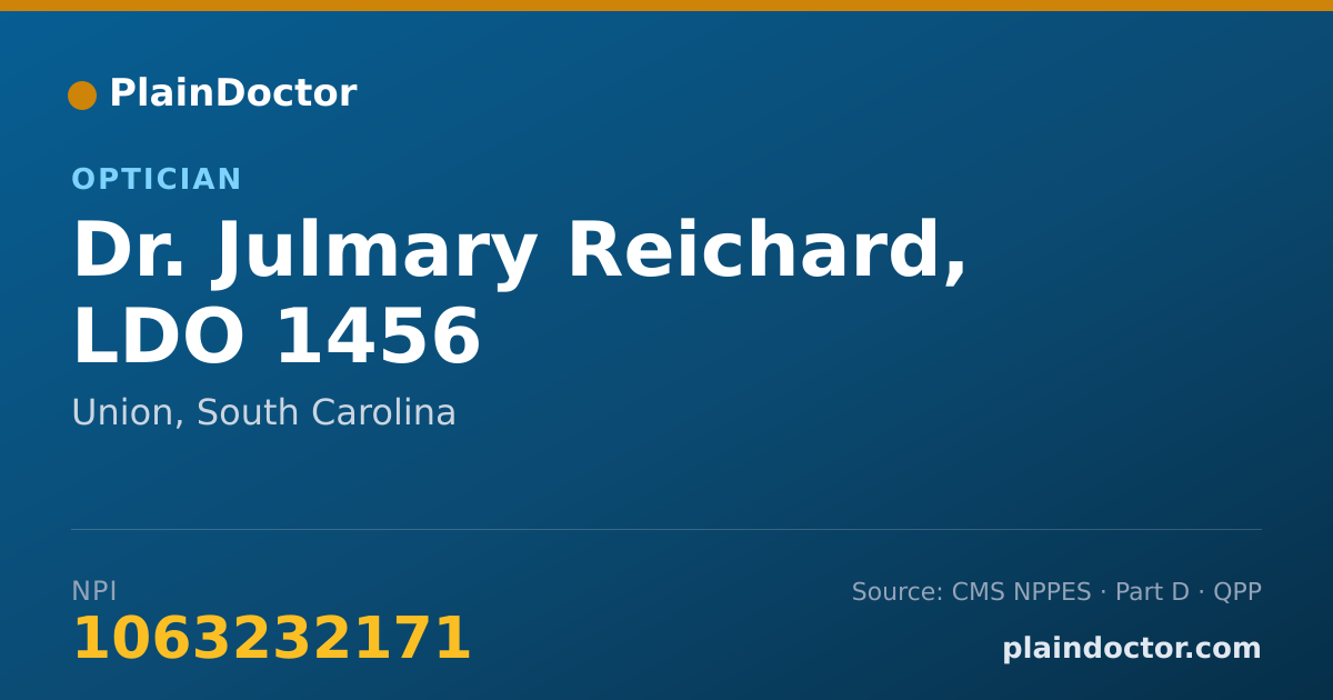 Shareable card for Julmary Reichard, LDO 1456 - Optician, Union, SC