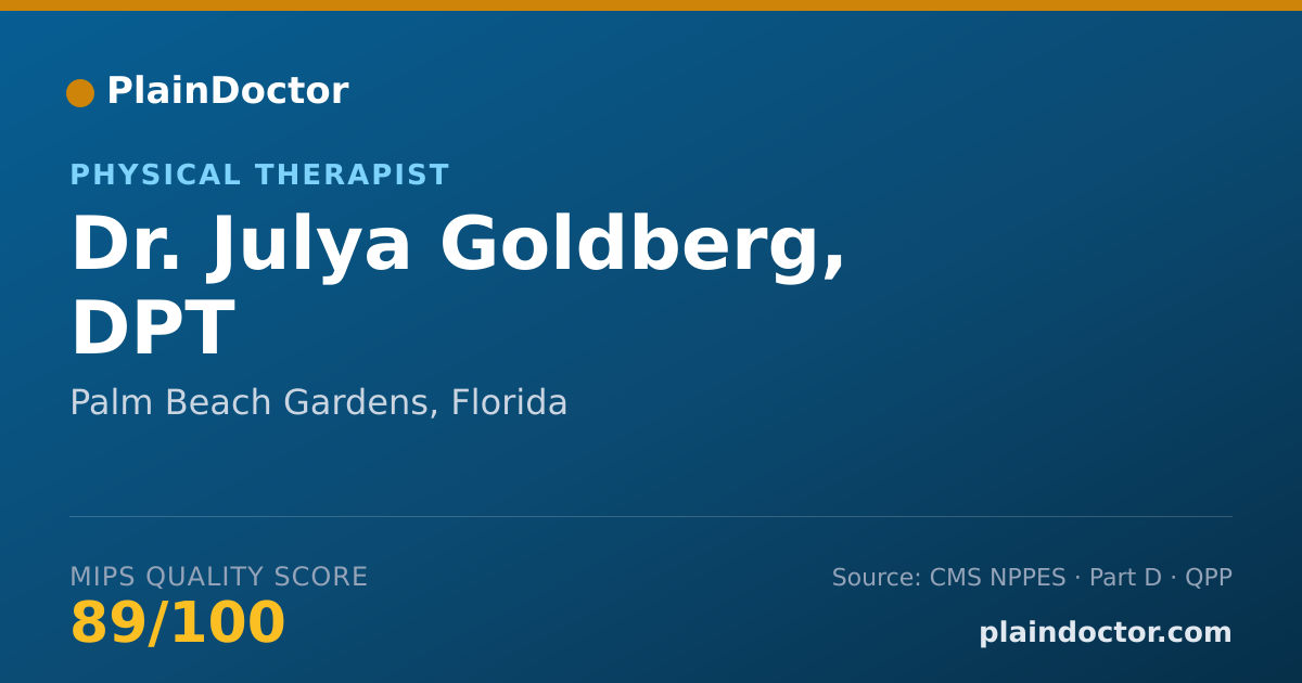 Shareable card for Julya Goldberg, DPT - Physical Therapist, Palm Beach Gardens, FL