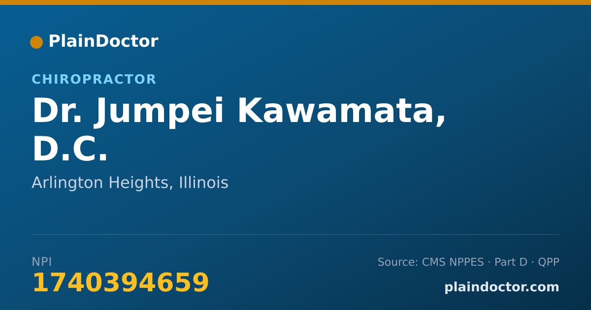 Shareable card for Jumpei Kawamata, D.C. - Chiropractor, Arlington Heights, IL