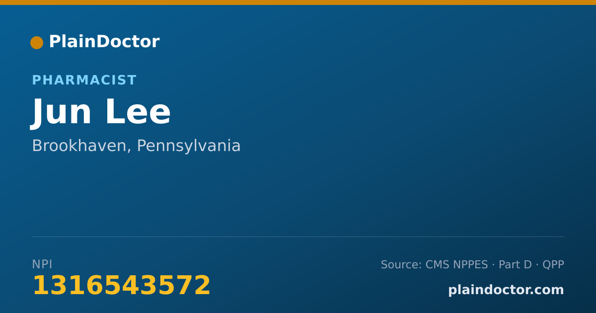 Shareable card for Jun Lee - Pharmacist, Brookhaven, PA