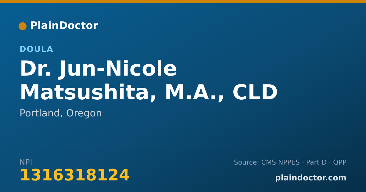 Shareable card for Jun-Nicole Matsushita, M.A., CLD - Doula, Portland, OR