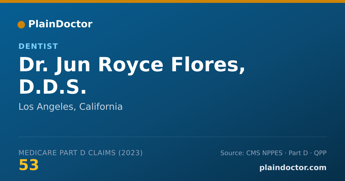 Shareable card for Jun Royce Flores, D.D.S. - Dentist, Los Angeles, CA