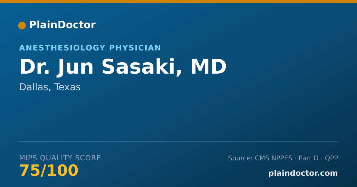 Shareable card for Jun Sasaki, MD - Anesthesiology Physician, Dallas, TX