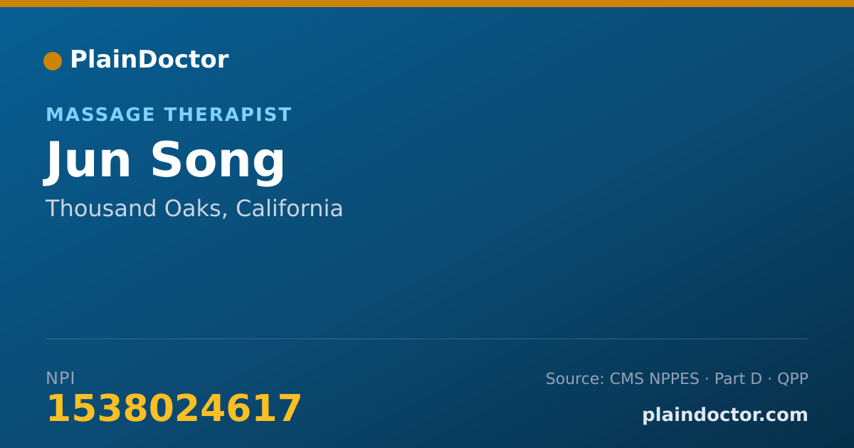 Shareable card for Jun Song - Massage Therapist, Thousand Oaks, CA