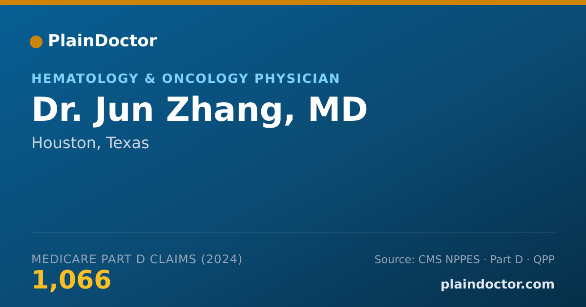 Shareable card for Jun Zhang, MD - Hematology & Oncology Physician, Houston, TX