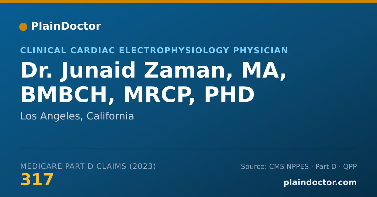 Shareable card for Junaid Zaman, MA, BMBCH, MRCP, PHD - Clinical Cardiac Electrophysiology Physician, Los Angeles, CA