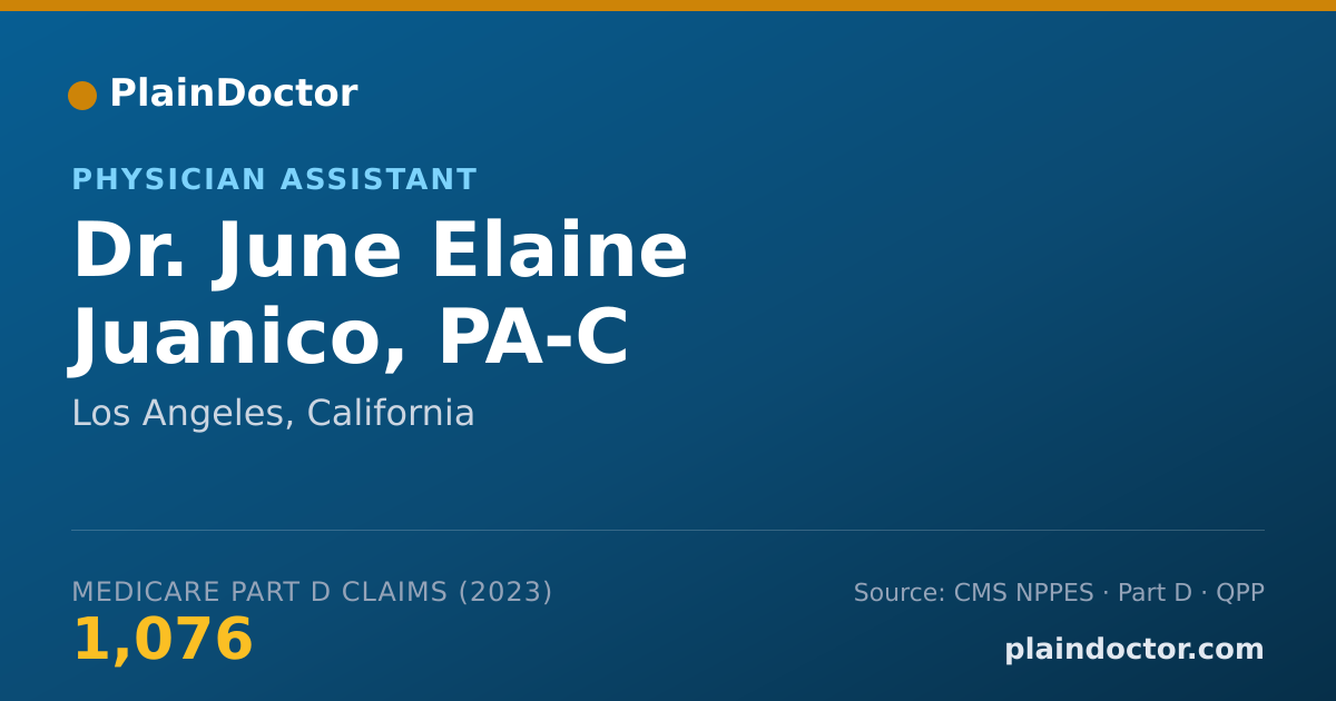 Shareable card for June Elaine Juanico, PA-C - Physician Assistant, Los Angeles, CA