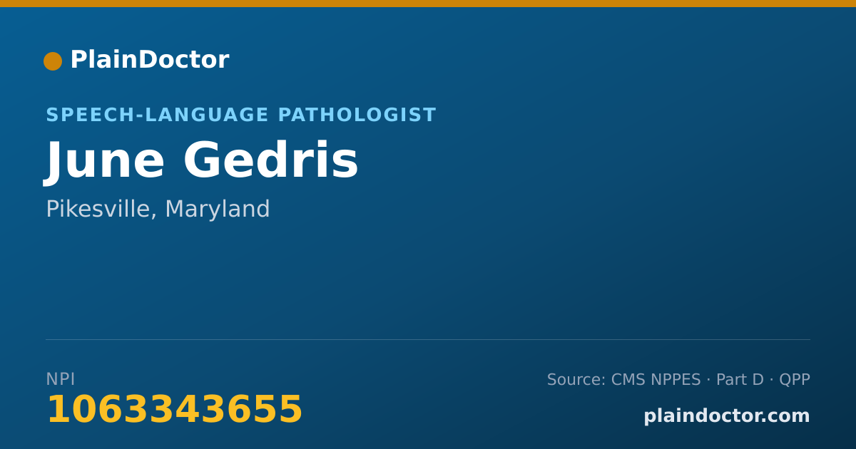 Shareable card for June Gedris - Speech-Language Pathologist, Pikesville, MD