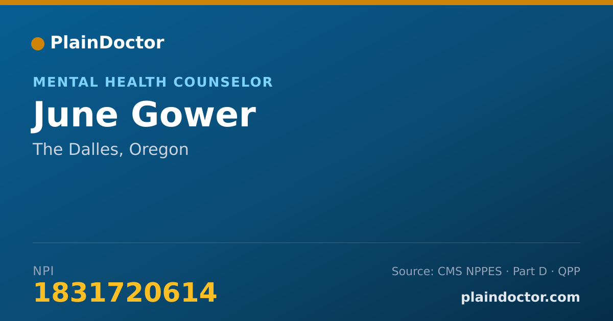 Shareable card for June Gower - Mental Health Counselor, The Dalles, OR