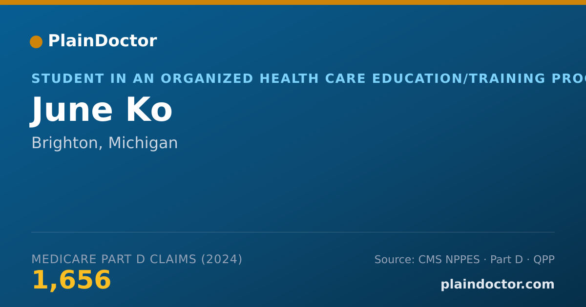 Shareable card for June Ko - Student in an Organized Health Care Education/Training Program, Brighton, MI