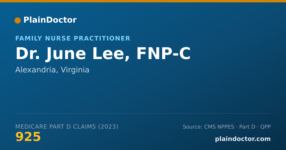 Shareable card for June Lee, FNP-C - Family Nurse Practitioner, Alexandria, VA