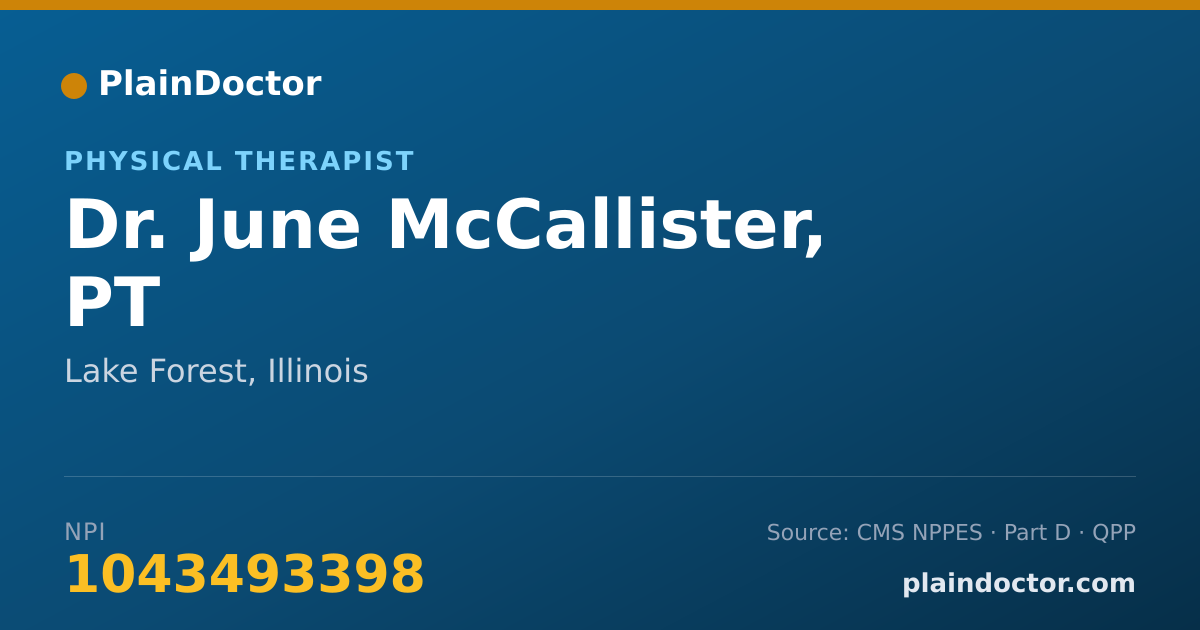 Shareable card for June McCallister, PT - Physical Therapist, Lake Forest, IL