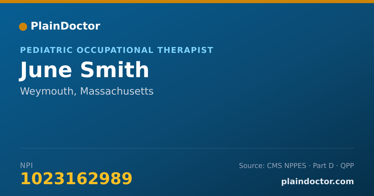 Shareable card for June Smith - Pediatric Occupational Therapist, Weymouth, MA