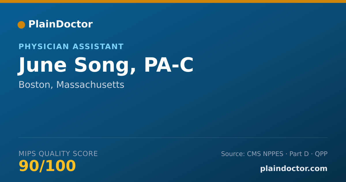 Shareable card for June Song, PA-C - Physician Assistant, Boston, MA