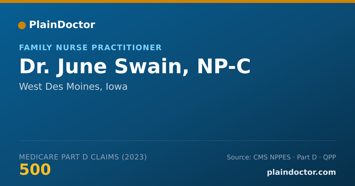 Shareable card for June Swain, NP-C - Family Nurse Practitioner, West Des Moines, IA