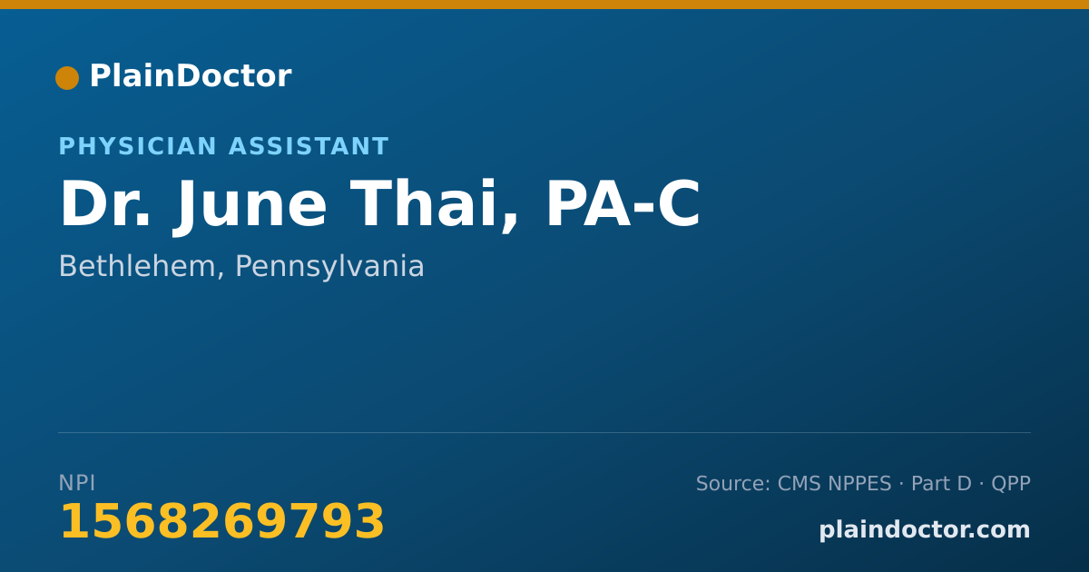 Shareable card for June Thai, PA-C - Physician Assistant, Bethlehem, PA