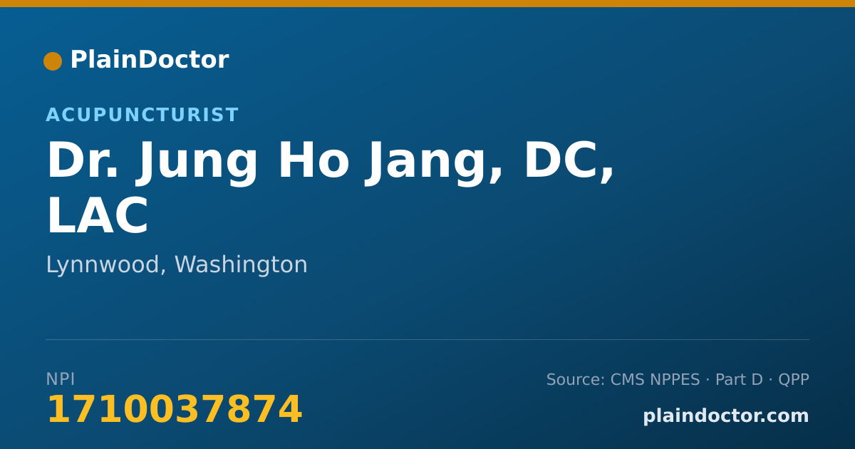Shareable card for Jung Ho Jang, DC, LAC - Acupuncturist, Lynnwood, WA