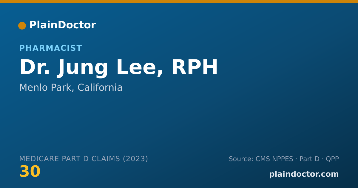 Shareable card for Jung Lee, RPH - Pharmacist, Menlo Park, CA