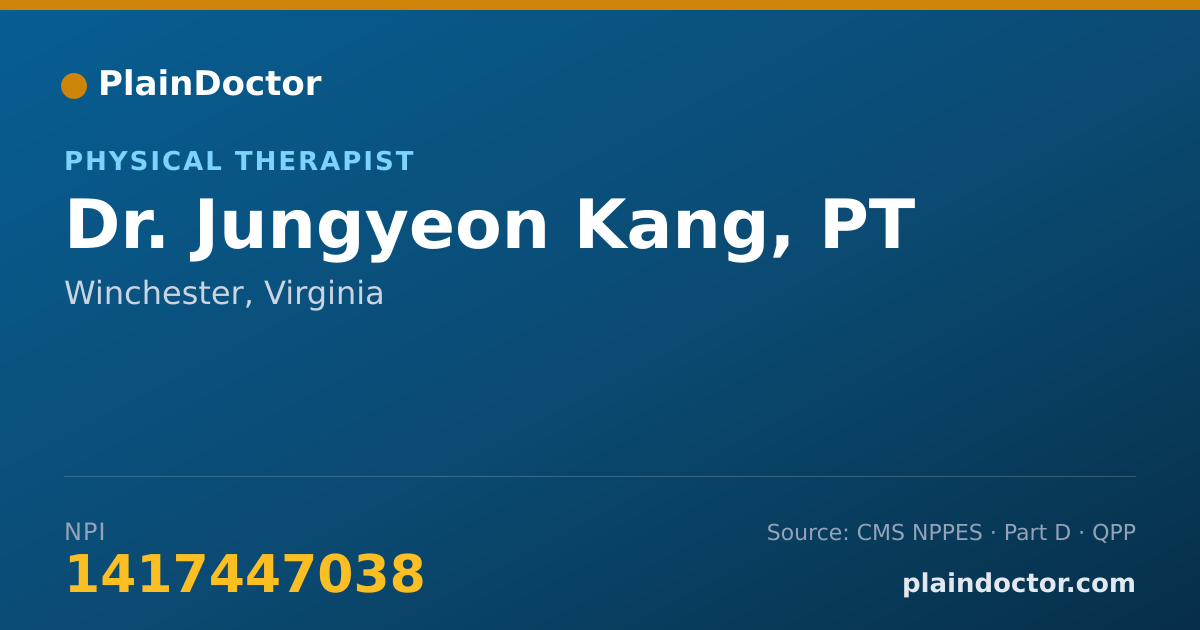 Shareable card for Jungyeon Kang, PT - Physical Therapist, Winchester, VA