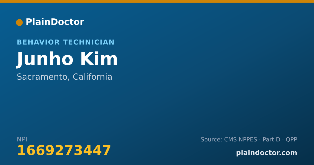 Shareable card for Junho Kim - Behavior Technician, Sacramento, CA