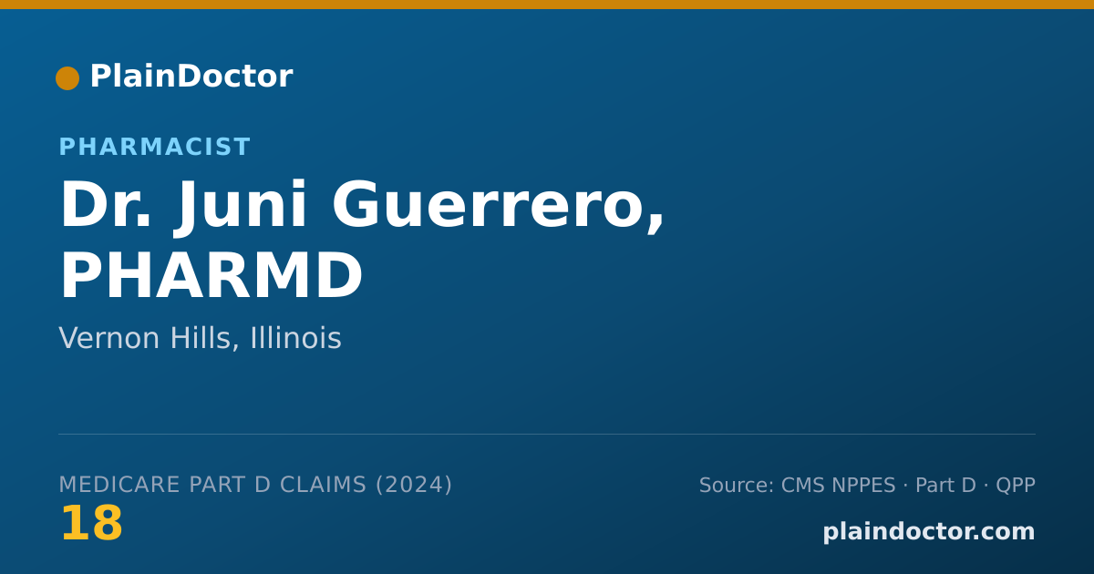 Shareable card for Juni Guerrero, PHARMD - Pharmacist, Vernon Hills, IL