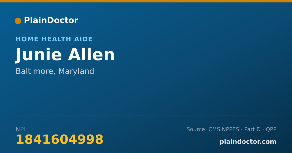 Shareable card for Junie Allen - Home Health Aide, Baltimore, MD